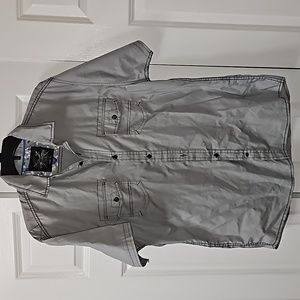 Drill Light Gray Short Sleeve Button Down Shirt XL